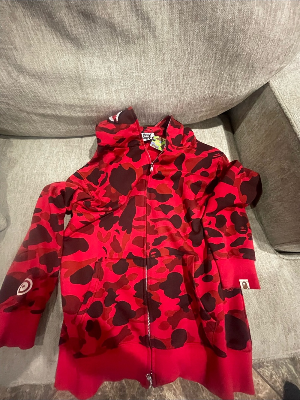 Red Camo Zip-Up Hoodie - A bathing ape 100% cotton